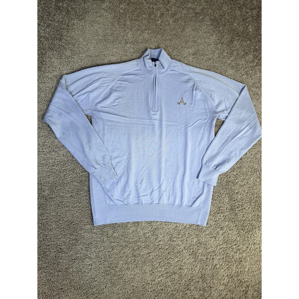 Dunning Sweater Mens M Blue Mock Neck Merino Wool 1/4 Zip Tight-Knit Pullover